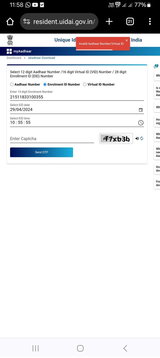 Amit__tuteja's tweet photo. @UIDAI @GoI_MeitY @PIB_India @mygovindia @_DigitalIndia Please solve my aadhar download error https://t.co/Hs4unsDGGU