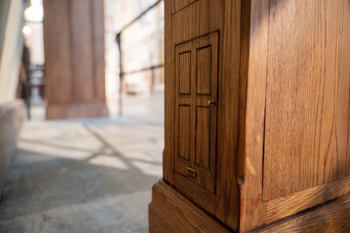 Where would you guess these doors lead to?

York Minster is home to wooden mice carved by artist Robert “Mouseman” Thompson.

So when craftspeople discovered a hole in our Grand Organ's casing, they covered it with a tiny front door in honour of our smallest inhabitants! (1/2)