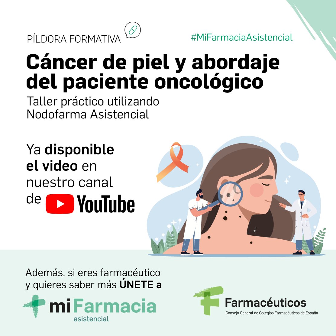 "Cáncer de piel y abordaje del paciente oncológico"

Disponible ya la píldora formativa en <a href="/YouTube/">YouTube</a>

📽️ ow.ly/wTvu50ShGJH

#MiFarmaciaAsistencial #FarmacéuticosFormación