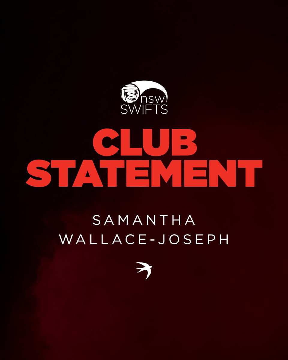 NSWSwifts's tweet photo. The NSW Swifts can confirm that the Club has today parted ways with Samantha Wallace-Joseph by mutual agreement. Full Statement below https://t.co/4Wqi7UO1Pz