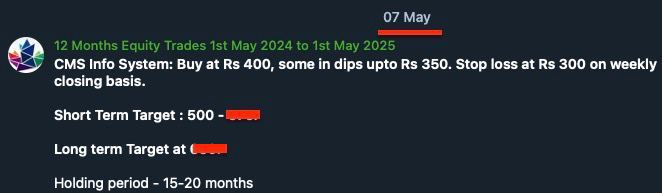 City_equity's tweet photo. CMS Info System hits 1st Target of Rs. 500🚀🚀🚀

From Buying Price of Rs 400 to 500.

Partial profit booked with 25% gains 💥💴💰

#cmsinfo #cmsinfosystem