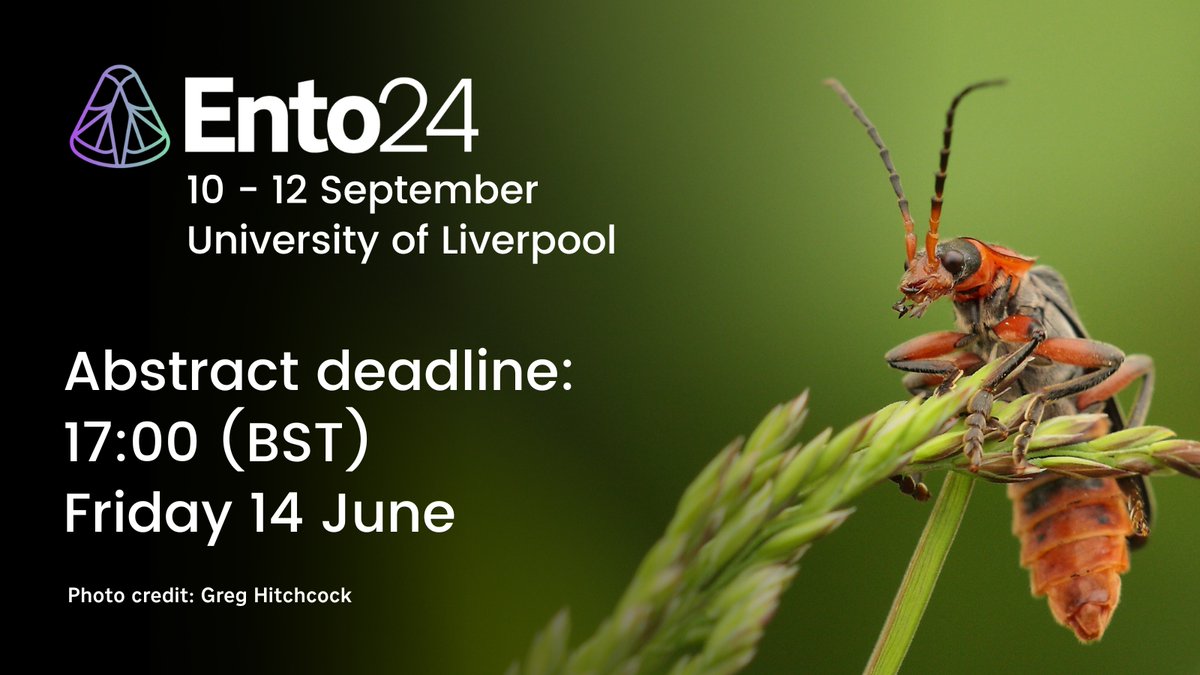 Tomorrow is the deadline to submit an abstract to <a href="/RoyEntSoc/">Royal Entomological Society</a>'s #Ento24!

Whether joining in person or online, there are opportunities for all to present their work to the global entomological community.

Abstract deadline: 17:00 (BST), Friday 14 June.

royensoc.co.uk/ento24-abstrac…