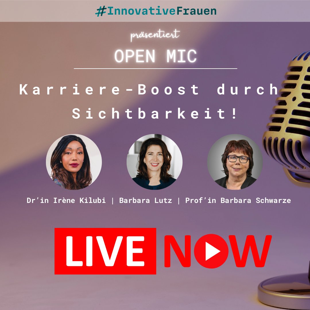 🔴 Jetzt live auf YouTube von 11-12 Uhr: Unser Open Mic zum Thema "Karrierefaktor Sichtbarkeit". Schauen Sie vorbei und stellen Sie Ihre Fragen! youtube.com/live/59ahDMNnz…
#Karriere #InnovativeFrauen #Event #Sichtbarkeit #SocialMedia #Selbstmarketing