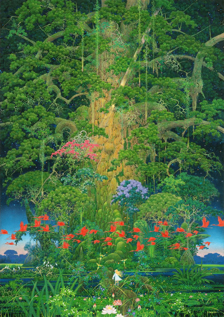 The artwork of #DawnOfMana aka #SeikenDensetsu 4 by Hiroo Isono used on the cover of the Japanese #PlayStation 2 release. I'm baffled as this wasn't used for the NA release. Sourced from the "Art of Mana" book with a slight clean/retouch applied, no upscale.