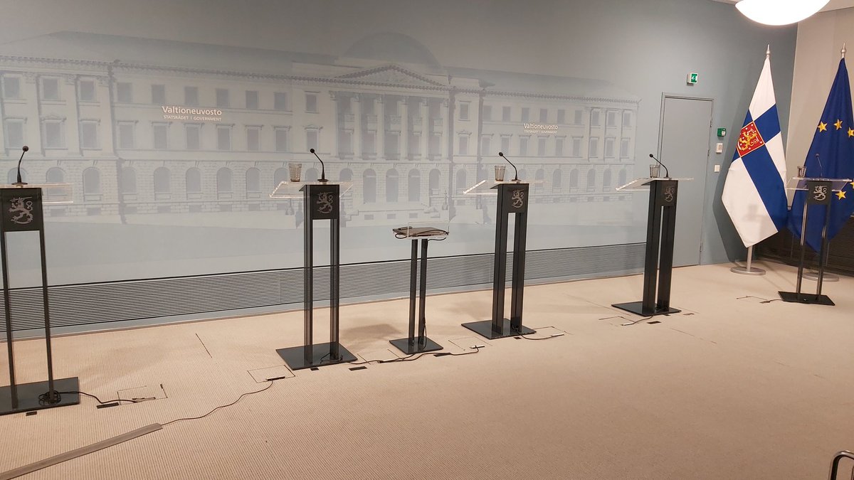 Juuri nyt: Kaikki valmiina T&amp;K-rahoituksen monivuotisen suunnitelman tiedotustilaisuutta varten. 

Aloitus klo 11.15. Seuraa livenä: video.valtioneuvosto.fi/fi