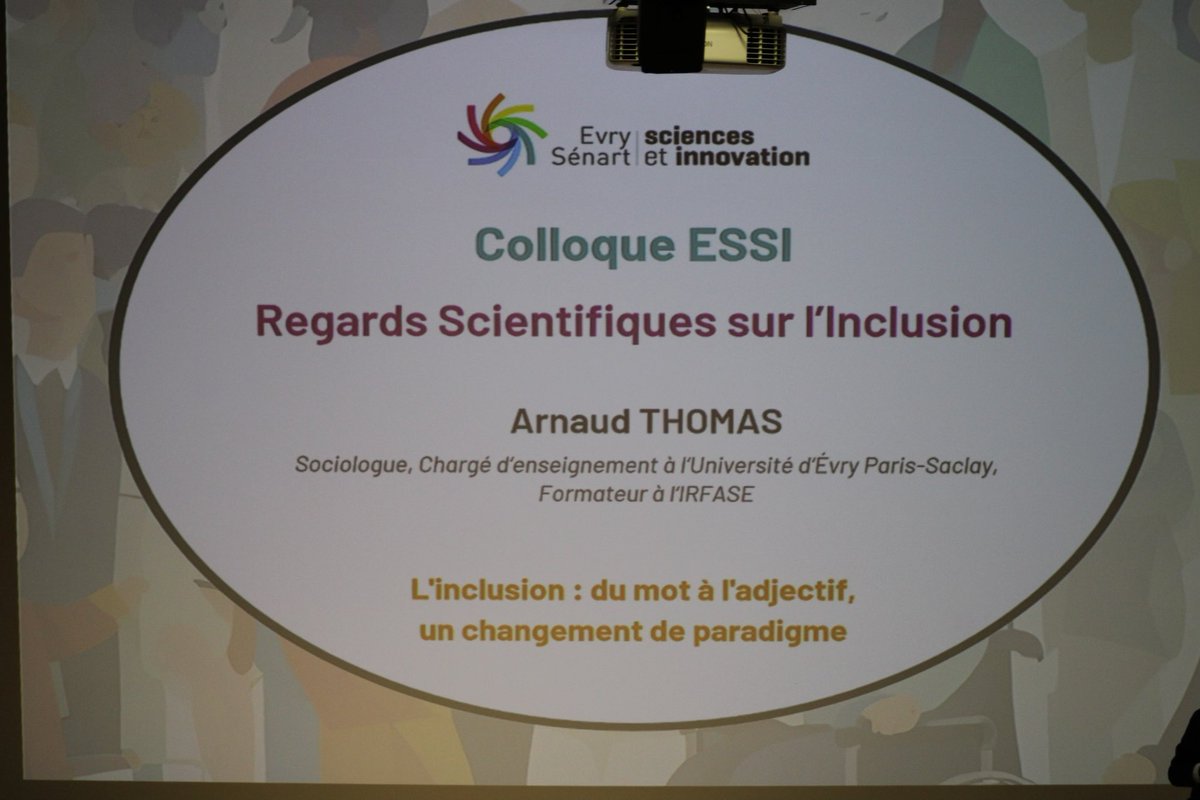 EvrySenartScIn's tweet photo. [#RechercheInnovation]
📢 #ColloqueESSI en direct 

Arnaud Thomas nous présente le changement de paradigme de l’inclusion ! 

👉 Rendez-vous sur le campus @imt_bs et @TelecomSudParis jusqu’à 17h

#IRFASE @UnivEvry https://t.co/RXjpFbeIct