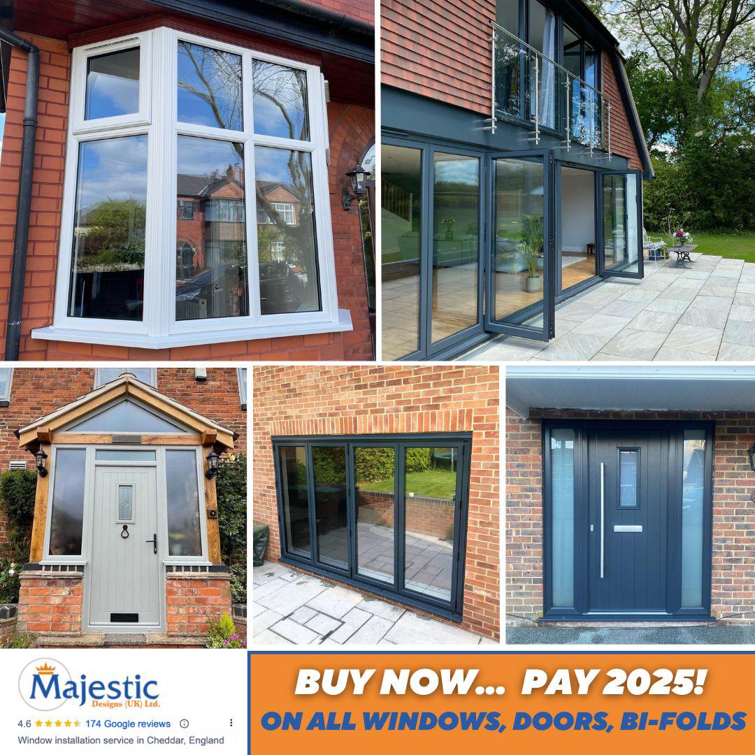 Upgrade your home with our premium windows, doors, and bi-folds now, and enjoy the convenience of buying today and paying in 2025! 🏡✨ Experience the perfect blend of style, security, and energy efficiency without the immediate financial strain. Don’t miss out on this incredible