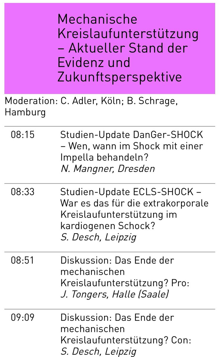 Spannende, ausgewogene Diskussion zur MCS-Therapie bei kardiogenem Schock…
* exakte Indikationsstellung
* genaue Patienten-Selektion
* Minimierung Komplikationen
* Surrogat-Parameter ergänzend zu RCTs
* optimale Implantation
* sorgfältiges ITS Management
…