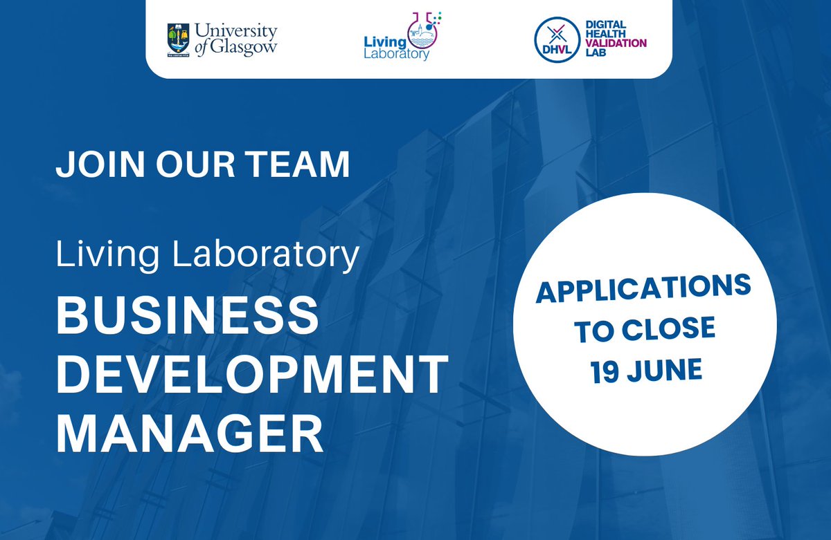 There is still time to apply for the position of Business Development Manager!📢

This exciting new role will suit someone who has experience of working and collaborating with healthcare/life sciences companies and understands their business drivers.

🔗 gla.ac.uk/explore/jobs/a…