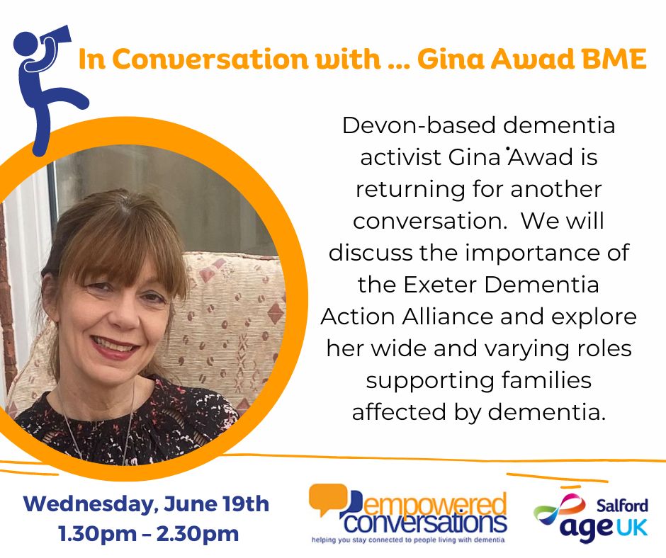 The Empowered Communications Approach (@emp_convos) on Twitter photo I'll be catching up with the fabulous <a href="/awad_gina/">Gina Awad BEM</a> next week. Want to join the conversation?
us02web.zoom.us/webinar/regist…
#dementia #DAA #families #exeter #activist I'll be catching up with the fabulous <a href="/awad_gina/">Gina Awad BEM</a> next week. Want to join the conversation?
us02web.zoom.us/webinar/regist…
#dementia #DAA #families #exeter #activist