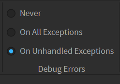 KapokPanda's tweet photo. Roblox Studio is back at it!  Unhandled exceptions are back to being silently ignored.  It's super frustrating to have this regression re-introduced.  It hides those ever-so-elusive bugs.

#RobloxDev https://t.co/SGQN9xM59R