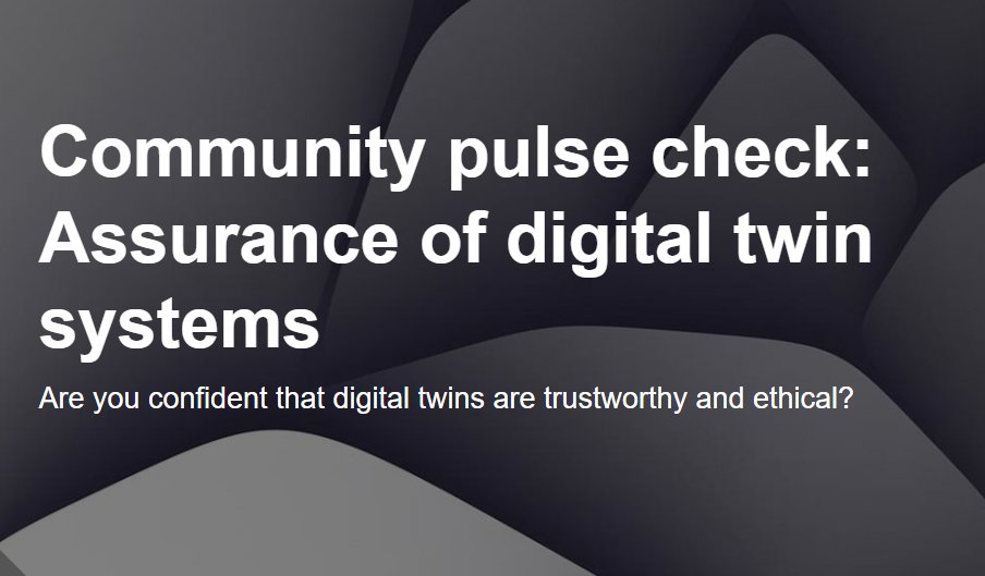 The Alan Turing Institute (@turinginst) on Twitter photo 📢Are you confident #DigitalTwins are trustworthy & ethical?
➡️Digital twins biz leaders, devs & researchers: help build assurance tools promoting trustworthy & ethical DTs—share your approach & pain points with the Turing, <a href="/DigitalTwinHub/">DigitalTwinHub</a> & <a href="/CPCatapult/">Connected Places Catapult</a>: bit.ly/3RguU7U 📢Are you confident #DigitalTwins are trustworthy & ethical?
➡️Digital twins biz leaders, devs & researchers: help build assurance tools promoting trustworthy & ethical DTs—share your approach & pain points with the Turing, <a href="/DigitalTwinHub/">DigitalTwinHub</a> & <a href="/CPCatapult/">Connected Places Catapult</a>: bit.ly/3RguU7U