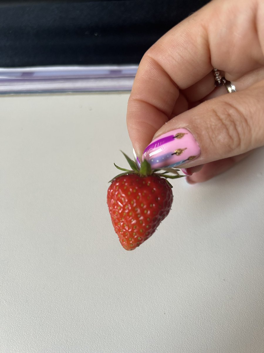 First strawberry 🍓 of the year! 
Scottish strawberries are amazing but home grown garden strawbs are the best 😁
#scottishstrawberries #gardening #gardenersoftwitter