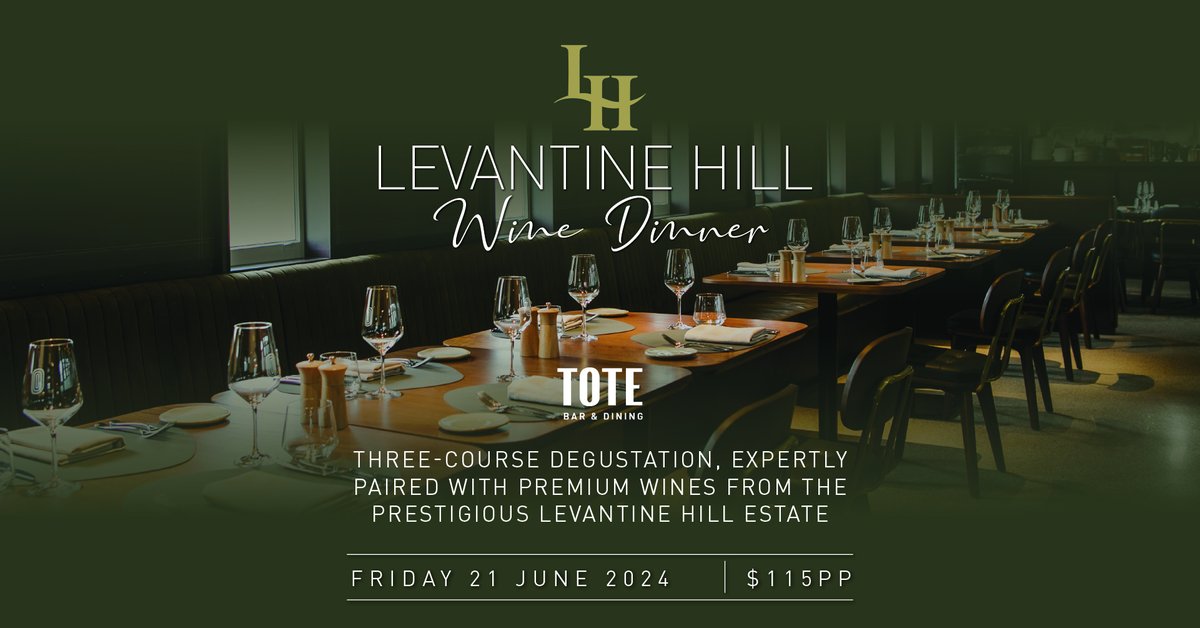 Calling all foodie &amp; wine lovers! 🫶🏽🍷

On Friday 21 June, TOTE Bar &amp; Dining are hosting a delicious 3-Course degustation with wine pairings from the <a href="/levantinehill/">Levantine Hill</a> estate. 

Tickets are just $115 Per Guest.
Book a table below: bit.ly/457mC88