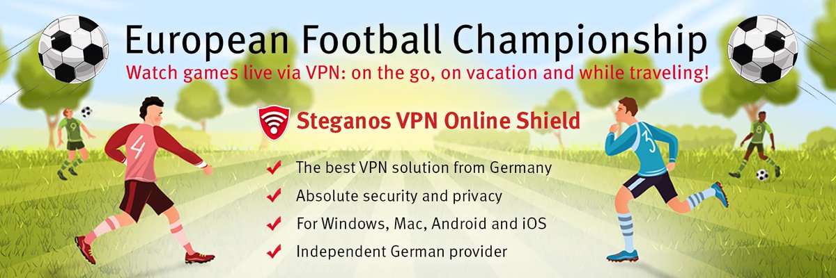 VPN zum Meisterschaftspreis zur Europäischen Fußballmeisterschaft auf steganos.com

Special #VPN offer during European Football Championship at steganos.com