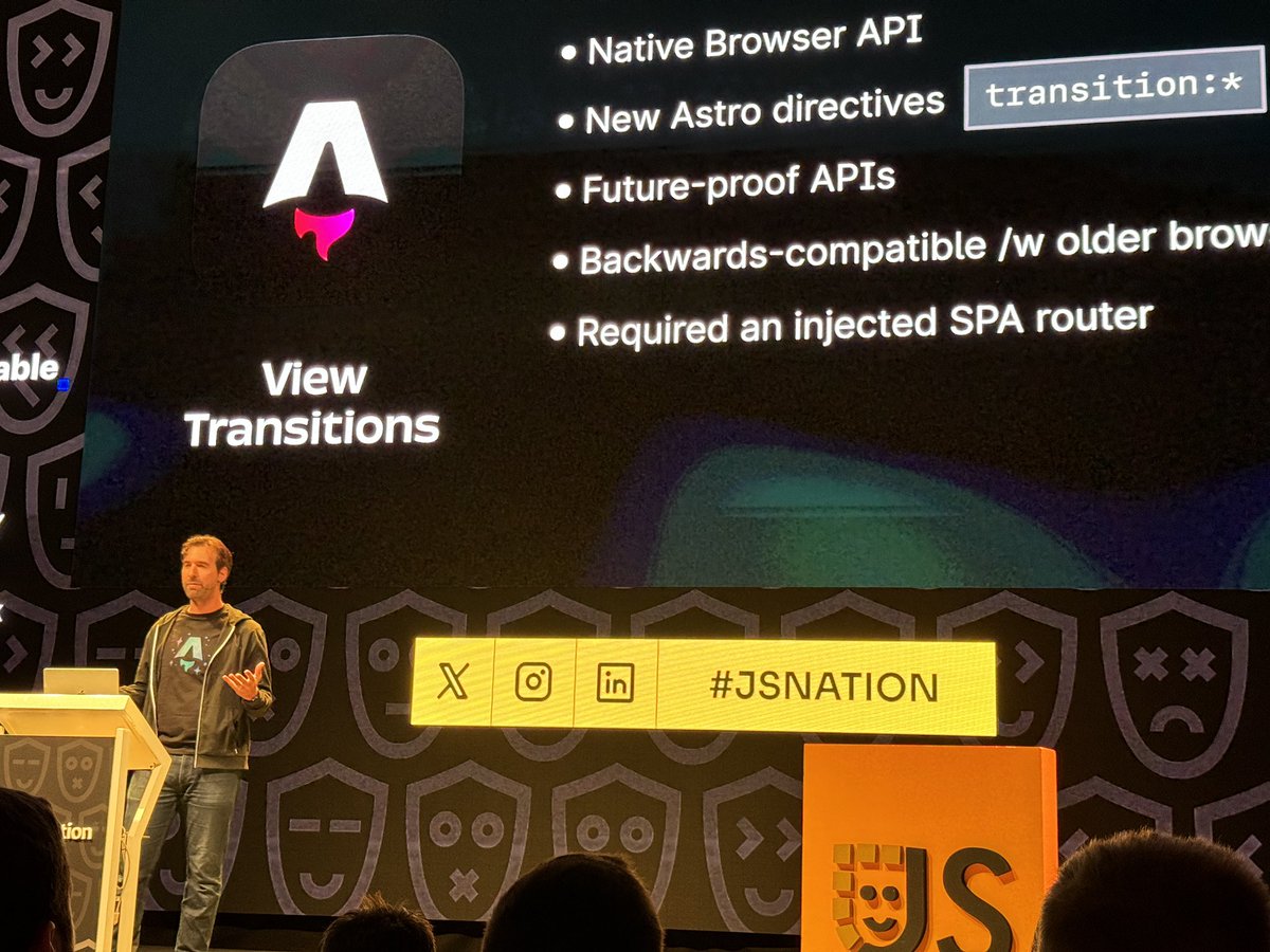 julcasans's tweet photo. Just listened to @FredKSchott at #JSNationConf unveiling the future of @astrodotbuild! 🌟 Incredible features are coming! 🚀 #JavaScript #AstroJS #JSNation https://t.co/NHyw5rXQos