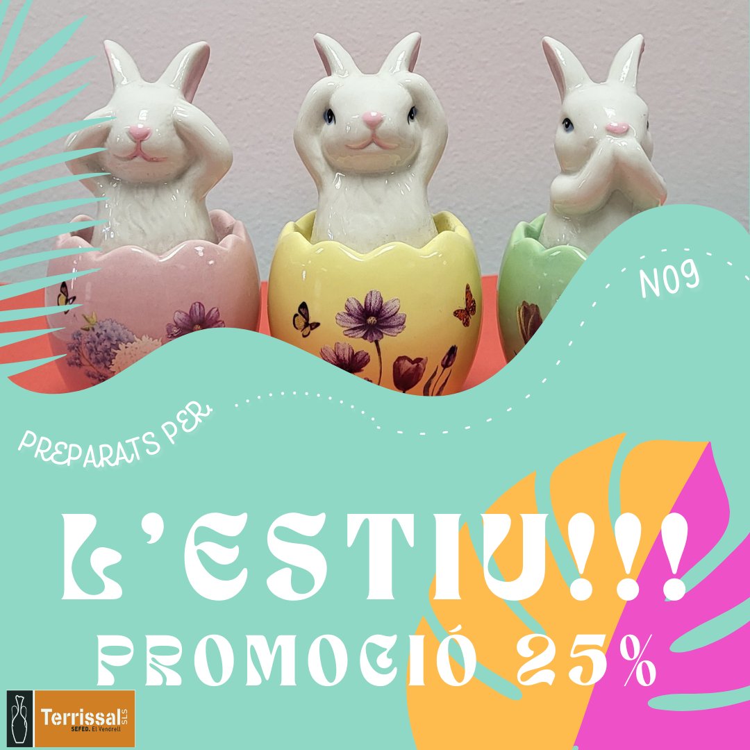 Nova promoció d'estiu!! 🌊Conillets veure, escoltar i callar (N09) fins al 21 de juny a un 25% de descompte!!!
Aprofita el descompte!! 🐰
#josocsefed #sefedterrissal #fundacioinform #empresasimulada #promocioestiu