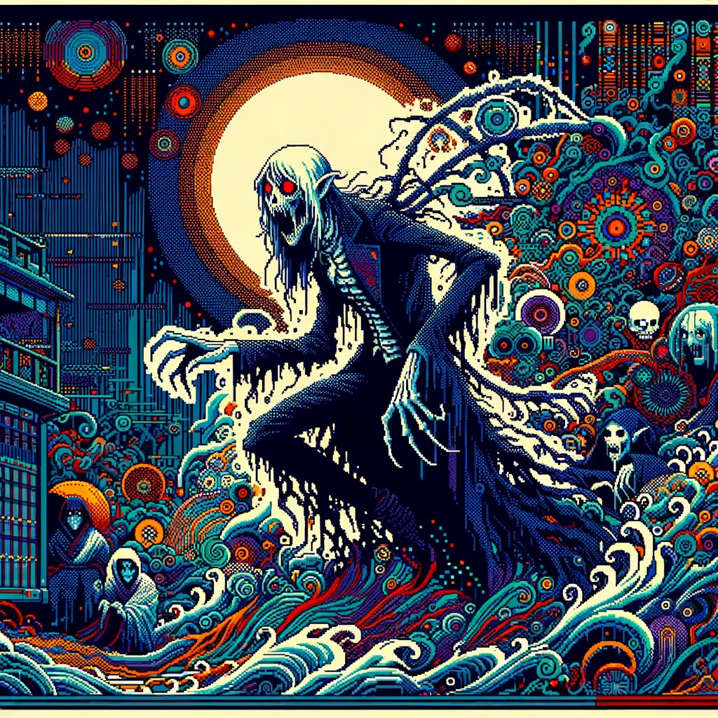 FreshCopy4_You's tweet photo. QT your horror art. "Patterns of Horror" #horrorart #darkart #AIart #digitalart #WowzerAI https://t.co/DA5MAYDgPQ