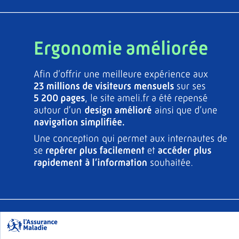 Assur_Maladie's tweet photo. #AmeliEtVous | Le site https://t.co/ghcoD1Cky4 fait peau neuve et propose aux #assurés un espace :

➕ ergonomique 
➕ écoresponsable

📢 Avec plus 23 millions de visites chaque mois, il est une référence incontournable pour les Français en matière de #santé. 

#FIERSDEPROTEGER
