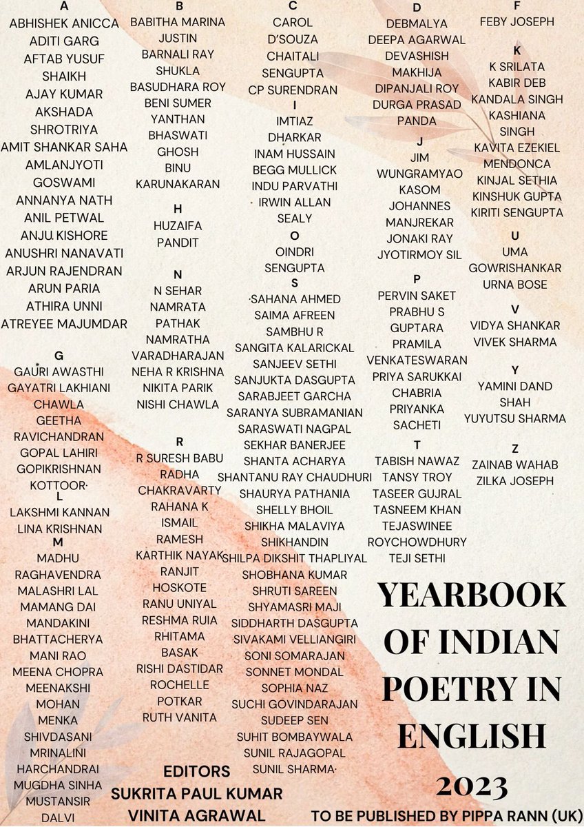 We are delighted to share the list of poets selected for the Yearbook 2023. We urge you to check the spelling of your name carefully and let us know if there are any discrepancies.
