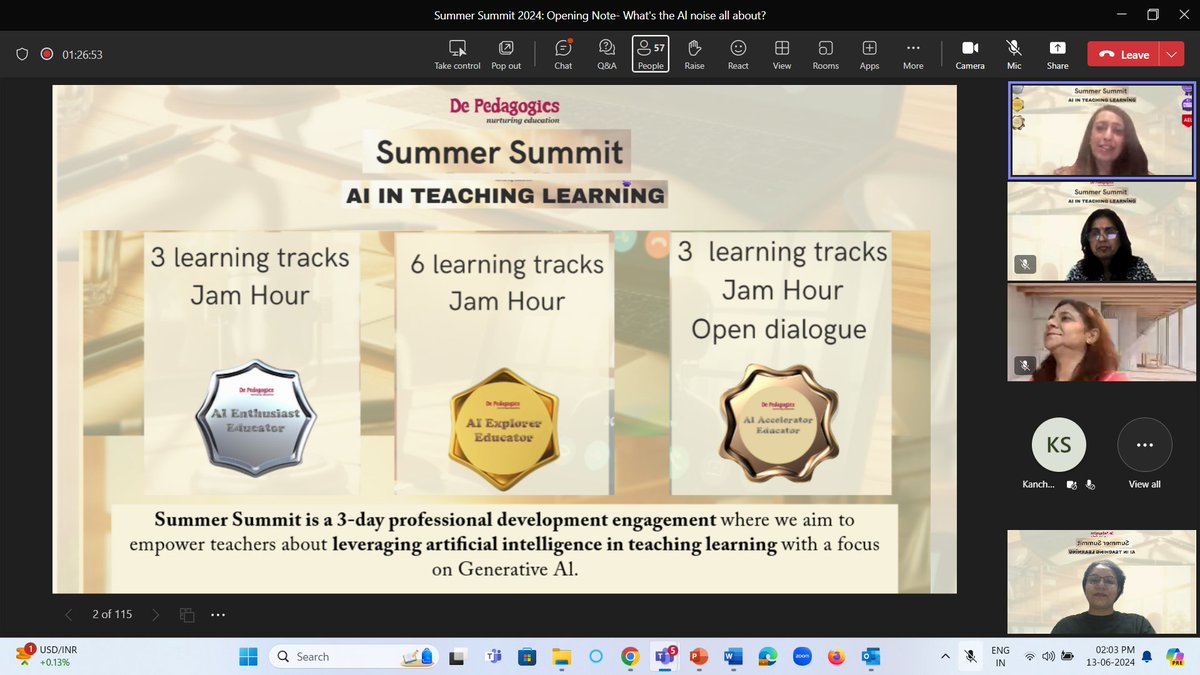 Here we are Finally!
Summer Summit 2024 - AI in Education
The Opening Session 
hashtag#SummerSummit2024 hashtag#DePedagogics 
hashtag#AIinEducation
De Pedagogics