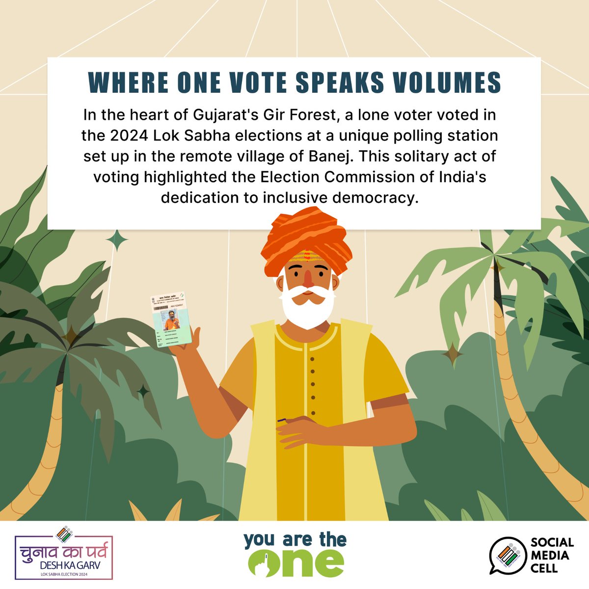 Deep in Gir Forest, a solitary voter exercise his franchise! ✨🙌

Read to know about this fascinating story.

#ECI #ChunavKaParv #DeshKaGarv #Elections2024