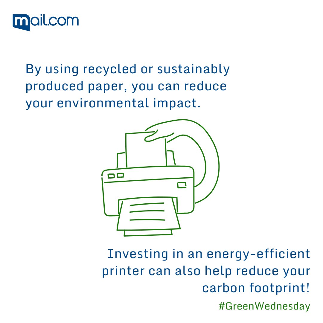maildotcom's tweet image. This #GreenWednesday tip can help you reduce your environmental impact! 🌍 By choosing sustainable printing materials and processes, you can help conserve resources and protect our planet. Let's print responsibly and make a difference together! 🌱🖨️
#GreenComputing #Sustainable