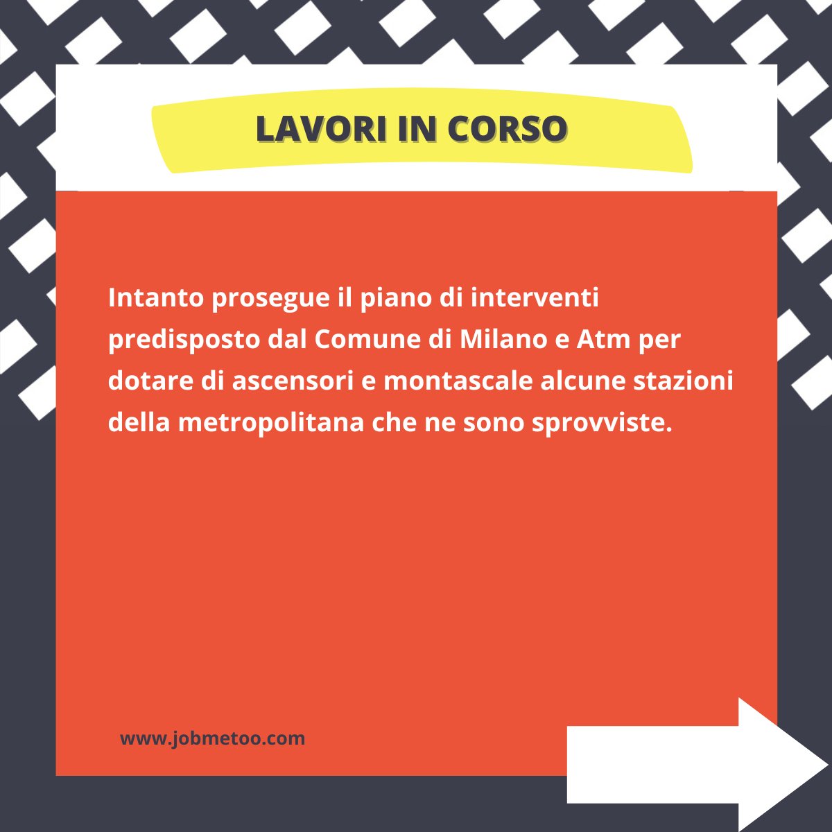 jobmetoo's tweet photo. Mobilità e accessibilità: siglato un protocollo d’intesa tra ATM e Ledha Milano, per rafforzare l’impegno nel promuovere il diritto al trasporto sui mezzi pubblici delle persone con disabilità e a mobilità ridotta.
Scopri di più!

#jobmetoo #trasportopubblico #accessibilità https://t.co/WoJHWwXWmQ