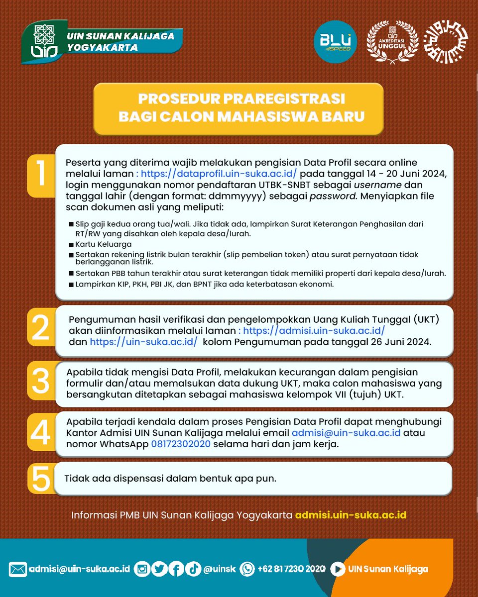 UINSK's tweet photo. Selamat buat kalian yg membiru di jalur UTBK-SNBT. Jangan lupa isi Data Profil Penentuan UKT. Buat, yg blm lolos semangat ya. Masih ada jalur Mandiri kok #uinsk #uinsunankalijaga #uinsuka #utbksnbt #snbt2024 https://t.co/8uyus5cymB