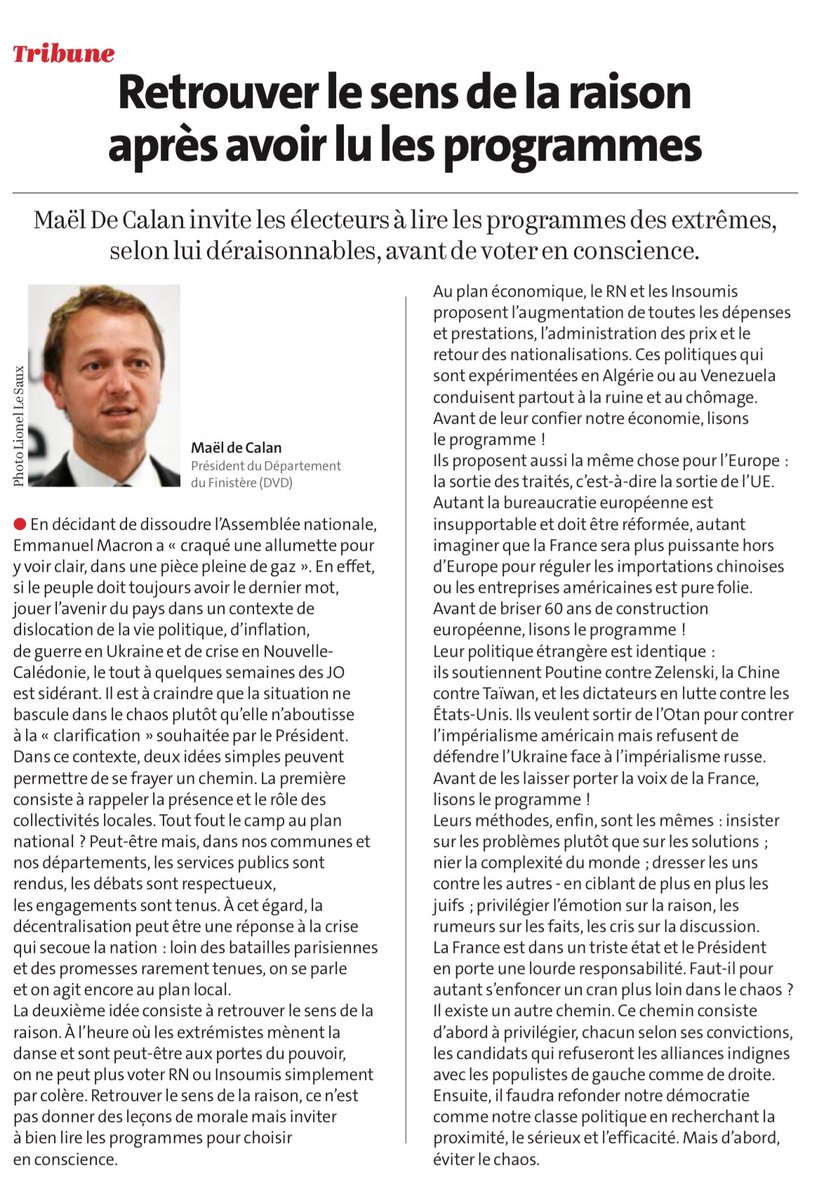 Deux idées que je partage, pour avancer dans ce contexte chaotique. 

À retrouver dans <a href="/LeTelegramme/">Le Télégramme</a> 

➡️ letelegramme.fr/opinions/tribu…