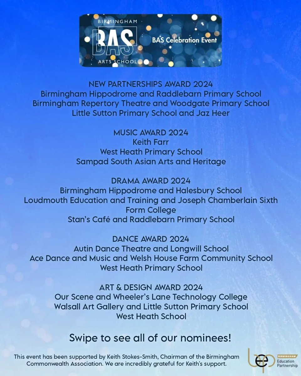 LoudmouthUK's tweet photo. We are excited to have been nominated for the Drama Award with @JCSFCollege at the @BhamArtsSchool Celebration Event. https://t.co/5t0lzbTSmN