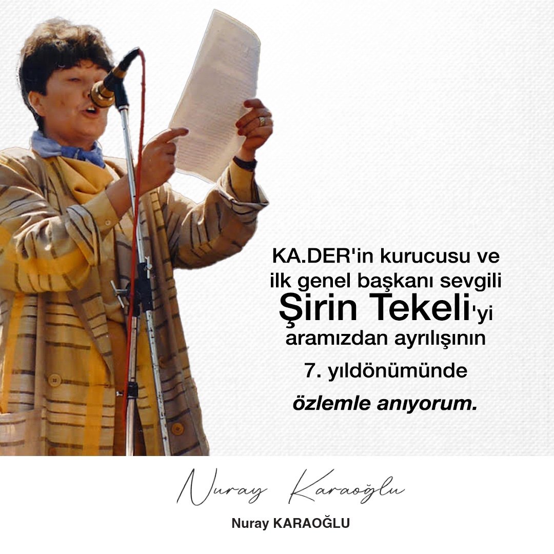 KaraogluNuray's tweet photo. ‘21. Yüzyıl kadınların yüzyılıdır ve geri çevrilmesi mümkün değildir.’ 
Şirin Tekeli

KA.DER'in kurucusu ve ilk genel başkanı sevgili Şirin Tekeli'yi aramızdan ayrılışının 7. yıldönümünde saygı ve özlemle anıyorum. https://t.co/PWfyRzmoXy