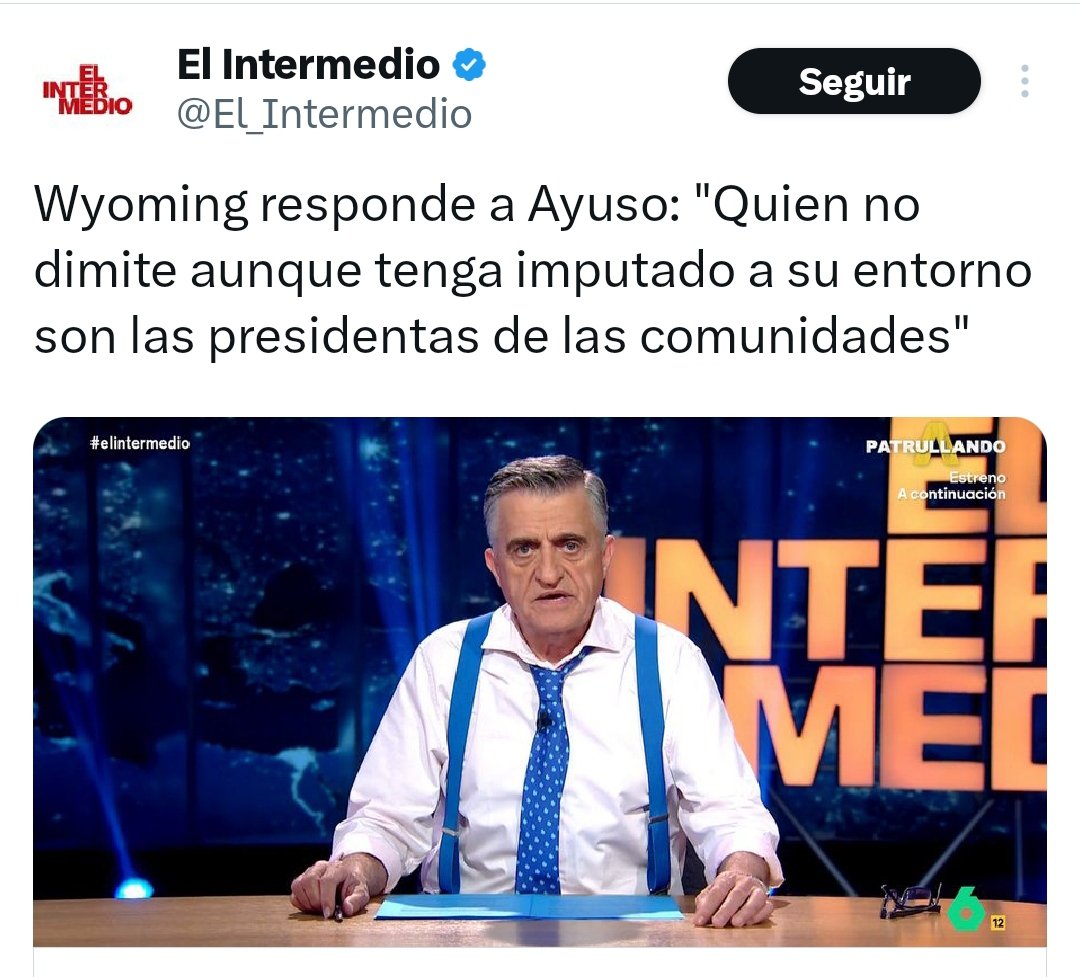 El hermano de Ayuso NO ha sido imputado; el hermano de Sánchez SÍ. El novio de Ayuso no era tal cuando tuvo el lío con Hacienda; la mujer de Sánchez era mujer de Sánchez cuando cometió presuntamente sus delitos. Wyoming debería dejar de lamer las botas de Sánchez un ratito solo..