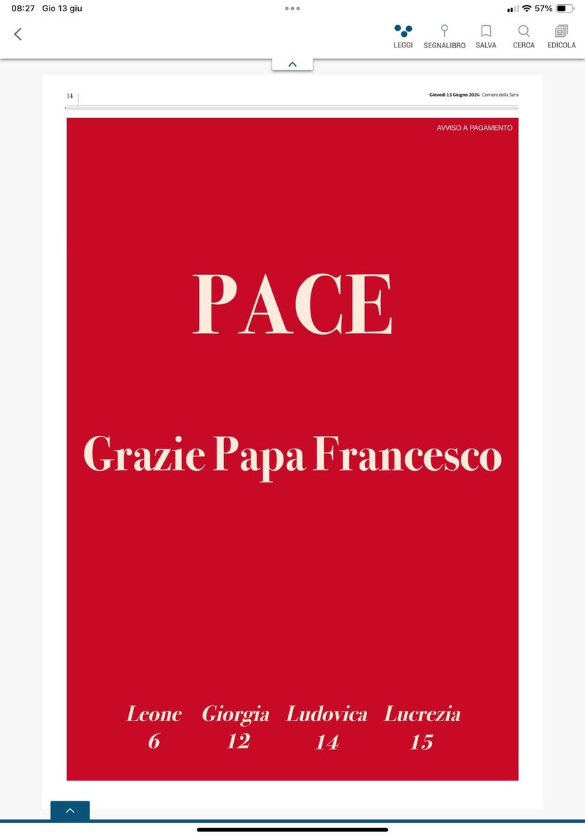 rocurri's tweet photo. Su @Corriere di oggi una pagina a pagamento della Famiglia Aneri? https://t.co/BbXVRpmhml
