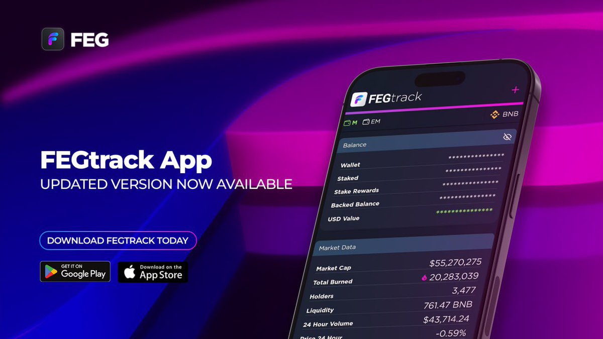 ‼️EXCITING NEWS‼️

Yes the new updated version of FEGtrack is now live on iOS &amp; Android 📲⚡️

Track your FEG &amp; SD tokens with our enhanced system integration, where project creators and investors can view their assets effortlessly all in one place ⬇️

💪🏽❤️🦍

#FEGtrack #Data $FEG