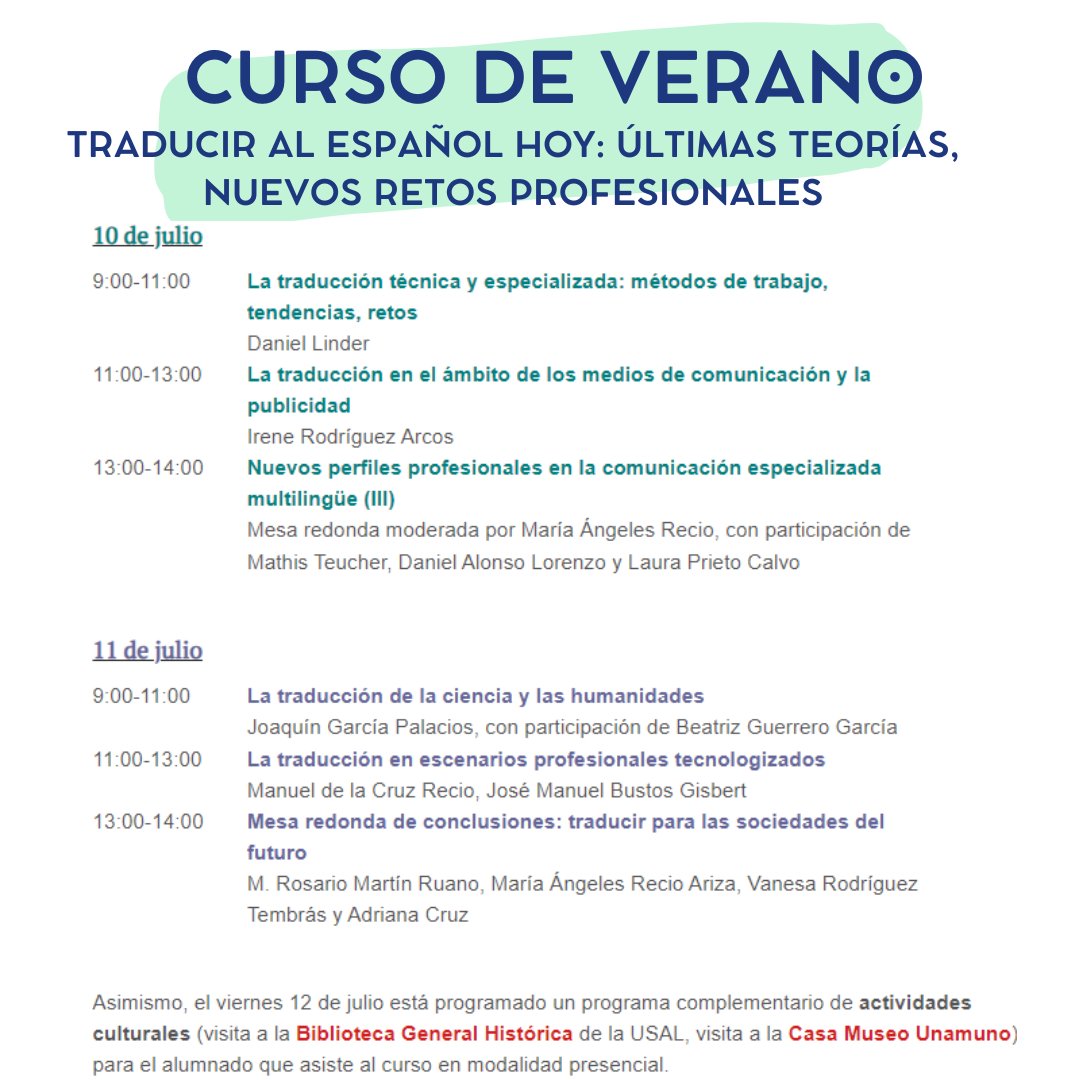 Por si no habéis 
traducido ✍️
o enseñado a traducir 👩‍🏫
o reflexionado sobre traducción 👩‍🎓
lo suficiente en este curso académico:
diarium.usal.es/mastertrad/cur…