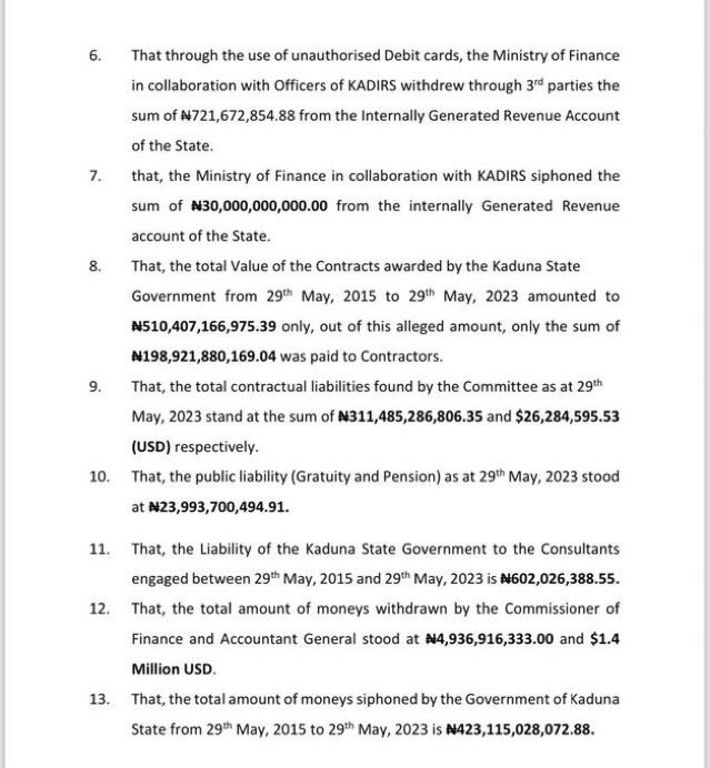 GoogolKings's tweet photo. Update from kaduna Revelations have been made on the alleged corruption during El-Rufai’s tenure.

My question is, if there's no mismanagement of funds during the previous administration, why is Kaduna State in so much debt? https://t.co/GBcKPzK6M3