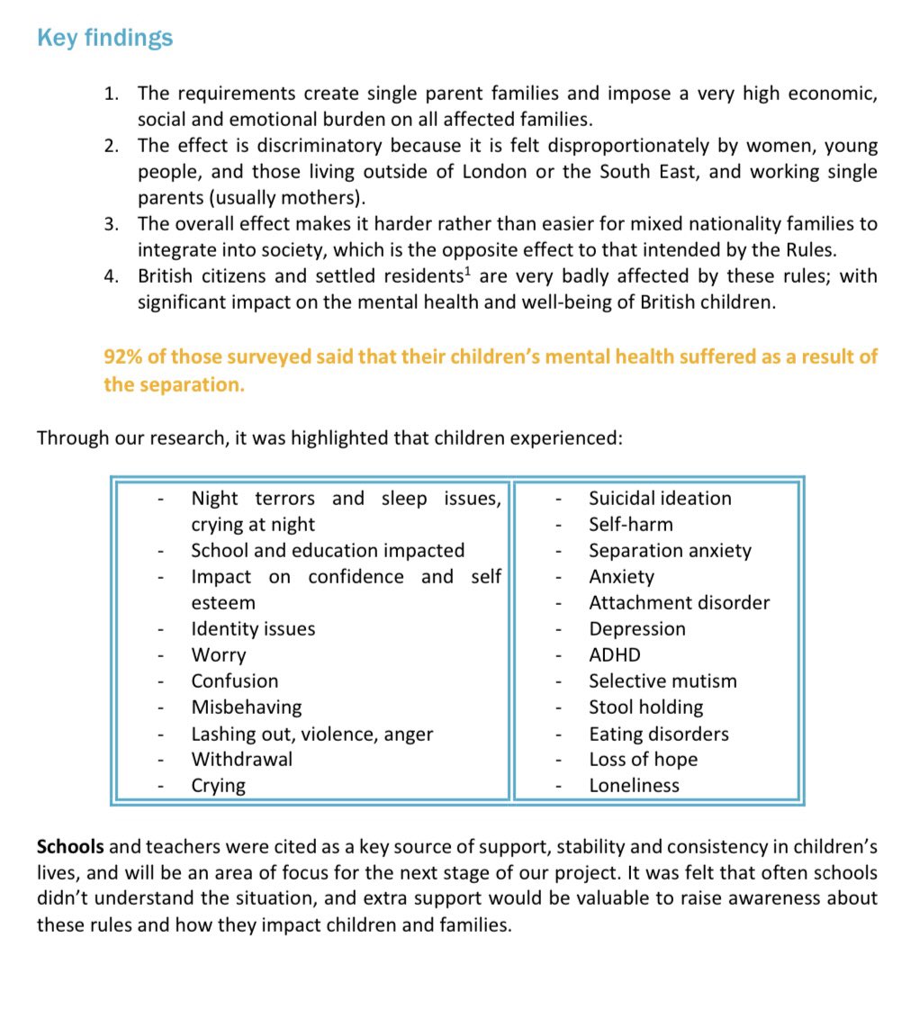 raquel_rob2002's tweet photo. “Ultimately an immigration policy will only work if it’s married up with a welfare policy.”
Family visa policies cause mental health issues to 92% of children affected
Stop the cruelty to kids. Pls help; #donate 

https://t.co/VFQOLdLXJL

#FamiliesBelongTogether @ReuniteDivFamil https://t.co/8phTivxB7I
