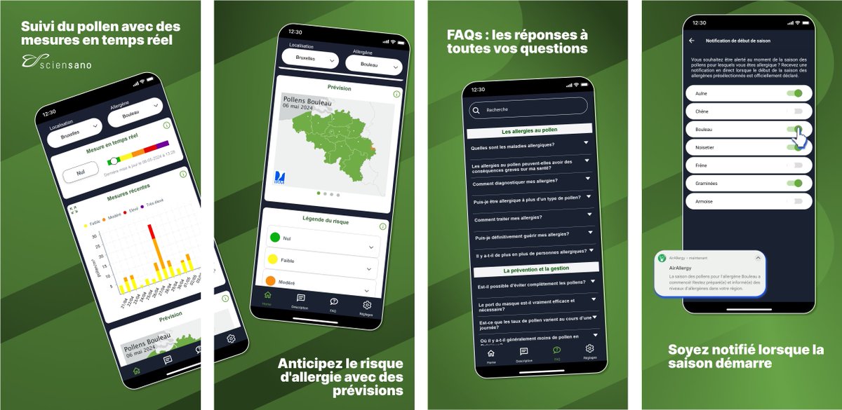 sciensano's tweet photo. 🤧@AirAllergy de Sciensano lance sa nouvelle application ! Suivez les niveaux de pollen en temps réel, consultez les relevés quotidiens et les cartes de prévisions de @meteobefr pour les jours à venir.
👉Téléchargez la nouvelle application sur Android et iOS. https://t.co/KGny7bbt6w