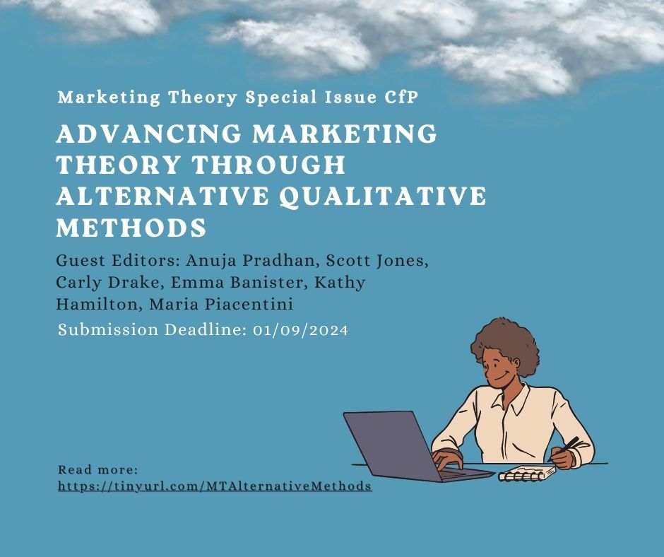 We are looking forward to your submissions for our <a href="/MktgTheory_news/">Marketing Theory</a> special issue. We are interested in papers that focus on the adoption of alternative, qualitative methodologies that advance marketing theory or help us understand consumer phenomena in new ways.