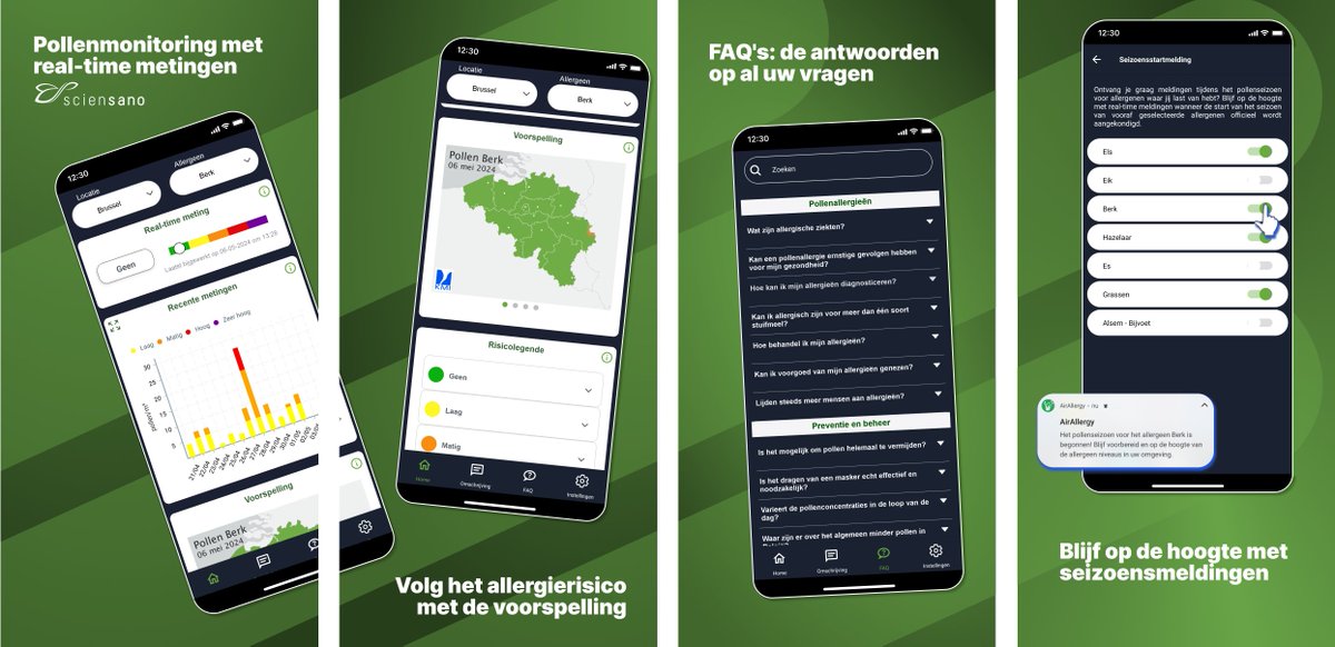 sciensano's tweet photo. 🤧@AirAllergy van Sciensano lanceert vandaag zijn vernieuwde app! Houd de pollenniveau's in real-time bij, bekijk de dagelijkse metingen en de voorspellingskaarten afkomstig van @meteobenl voor de komende dagen.
👉Download de nieuwe app nu voor Android en iOS. https://t.co/vU7MT2xFUr