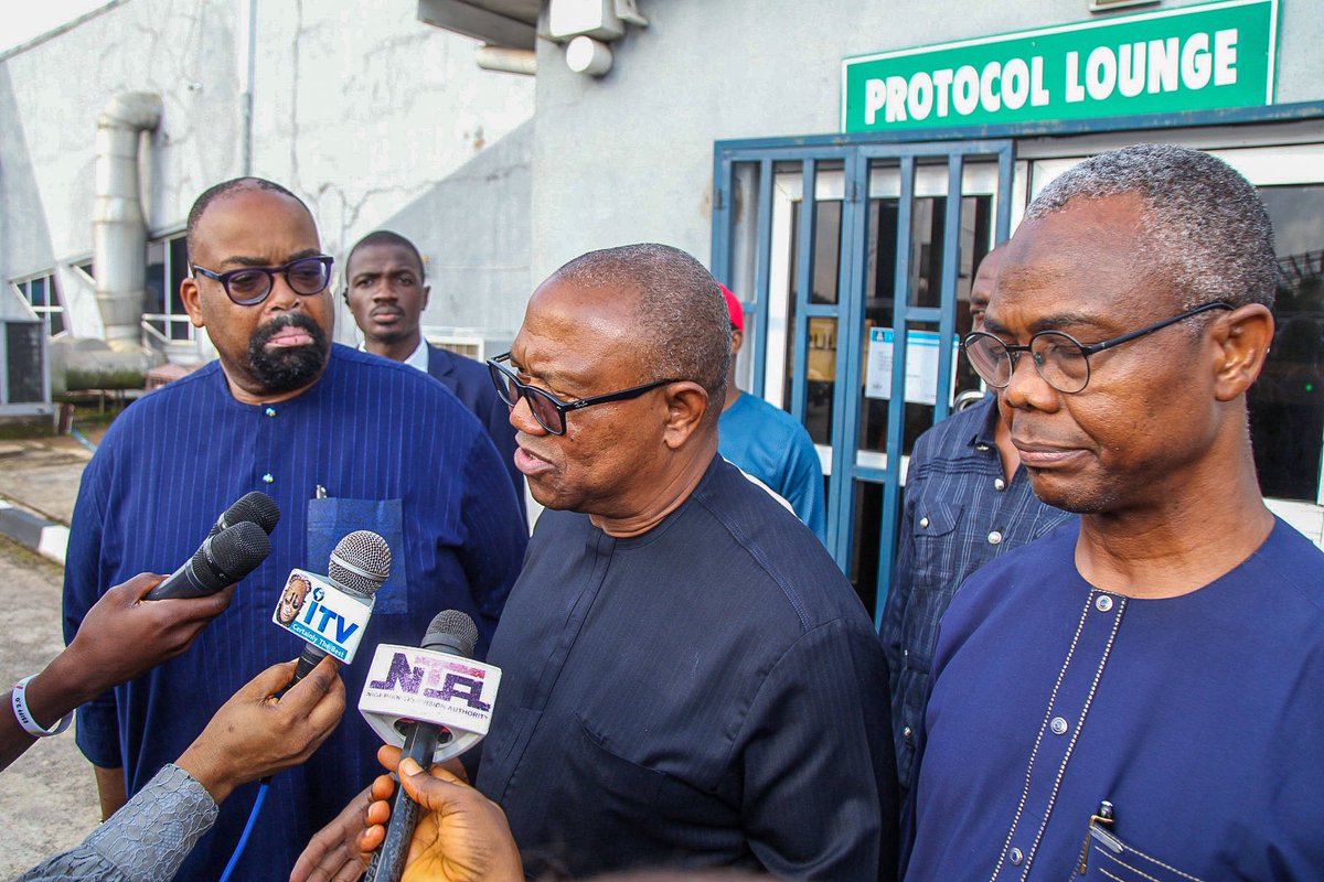 OlumideAkpata's tweet photo. Honoured to receive Mr. Peter Obi (@PeterObi), the leader of the Labour Party, in Benin City this morning alongside my running mate, Alhaji Asamah Yusuf Kadiri, SAN (@asaskads), and other Labour Party leaders en route to his attendance at the Goodluck Jonathan Foundation Democracy Dialogue holding in Benin City today.