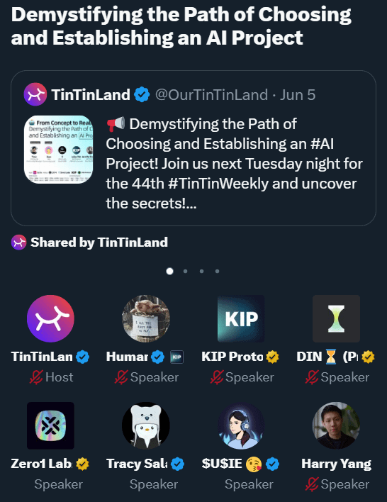 KIP Protocol (@kipprotocol) on Twitter photo The recent AMA at <a href="/OurTinTinLand/">TinTinLand</a> featured our Chief AI Officer, <a href="/HumanLevelJen/">Jen Dodgson</a>.
She shared insights on demystifying the path of choosing and establishing an AI project: 👇
"Originally, we built a decentralized AI app for a client (Animoca, who later became an investor). It The recent AMA at <a href="/OurTinTinLand/">TinTinLand</a> featured our Chief AI Officer, <a href="/HumanLevelJen/">Jen Dodgson</a>.
She shared insights on demystifying the path of choosing and establishing an AI project: 👇
"Originally, we built a decentralized AI app for a client (Animoca, who later became an investor). It