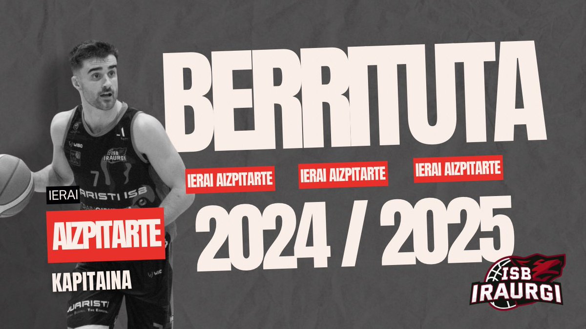 iraurgisb's tweet photo. ✅ BERRITUTA

🐺 Ierai Aizpitarte Aranza

🗻 Azpeitia (2000)

👉🏻 Ieraik kapitain gisa jarraituko du Zilarrezko LEB Ligako Juaristi ISBn 24/25 denboraldian.

💪🏻 Egurre Ierai! https://t.co/pZ9wZUhl8r