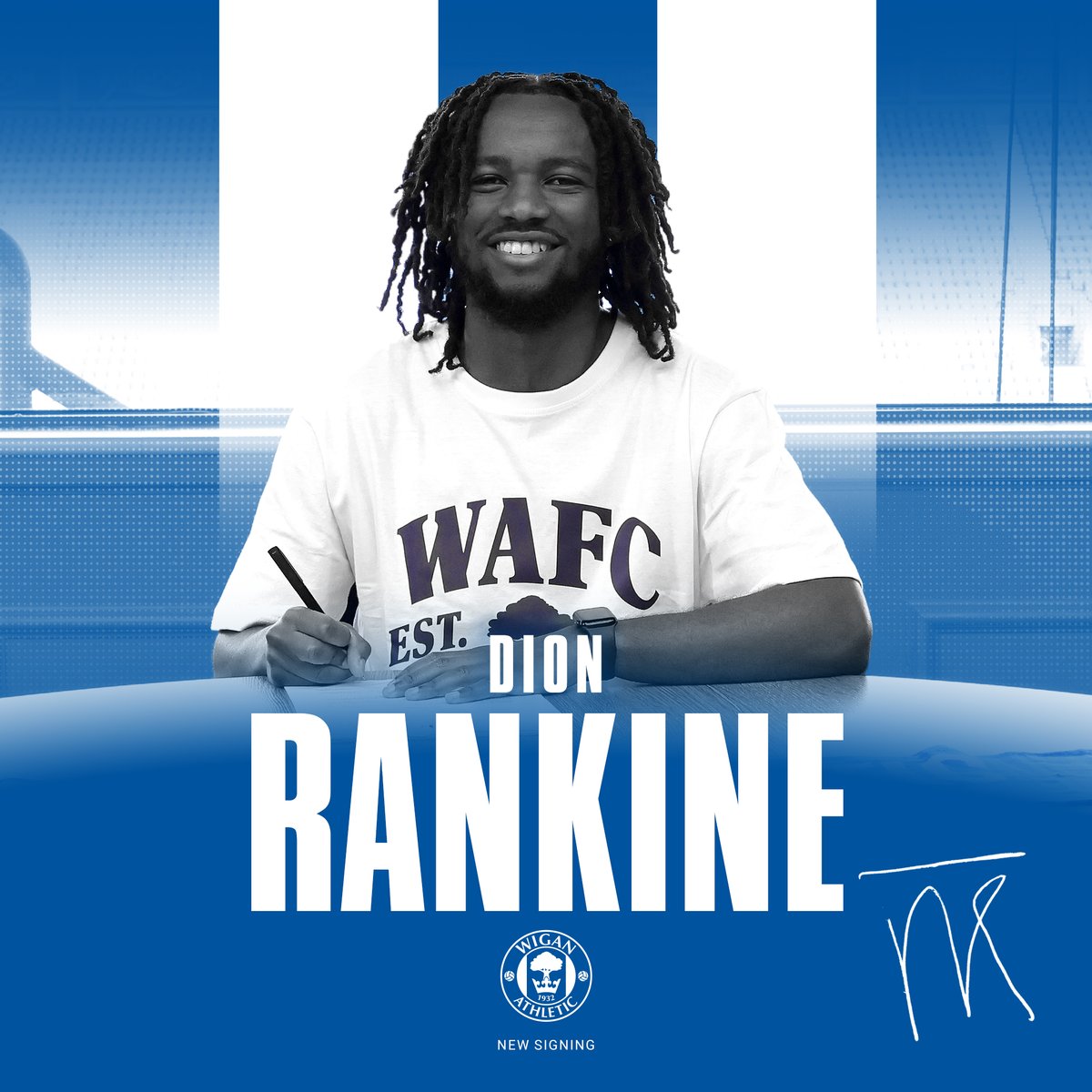 LaticsOfficial's tweet photo. Dion Rankine is a Tic! 💙 

The exciting winger becomes our third summer signing, joining on a permanent deal from Chelsea! 💪

#wafc 🔵⚪️