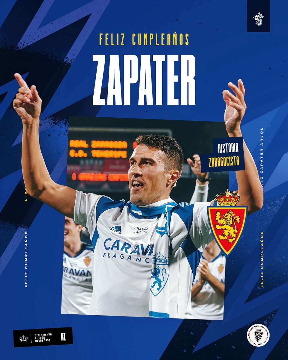 💙 Zaragocista de cuna. Referente 🤍

422 partidos. 12 temporadas. 1 título de Supercopa. Tercer jugador con más encuentros de nuestra historia. Toda una leyenda del Real Zaragoza

🥳 Muchas felicidades, 𝗗𝗢𝗡 𝗔𝗟𝗕𝗘𝗥𝗧𝗢 𝗭𝗔𝗣𝗔𝗧𝗘𝗥 🎂