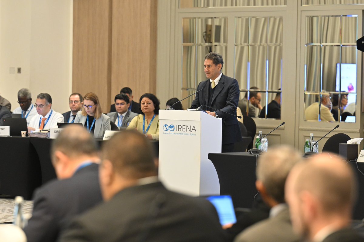 UAEMissionIRENA's tweet photo. "To ensure energy security, we need to look at the future energy system through a new lens. We need to reimagine policies & skills to modernize and expand energy infrastructure. Access to affordable financing & partnerships are key to this." @IRENA DG @flacamera, at IRENA's #27C. https://t.co/OfzKLq1zBe
