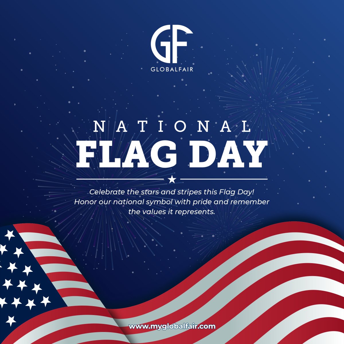 MyGlobalFair's tweet photo. Happy Flag Day! 🇺🇸 Today, we celebrate the symbol of our unity, freedom, and pride. Let's honor our flag and the values it represents.

#globalfair #usa #FlagDay #ProudAmerican #StarsAndStripes #AmericanFlag #CelebrateFreedom #NationalPride #UnitedWeStand https://t.co/0YECVX3PPM
