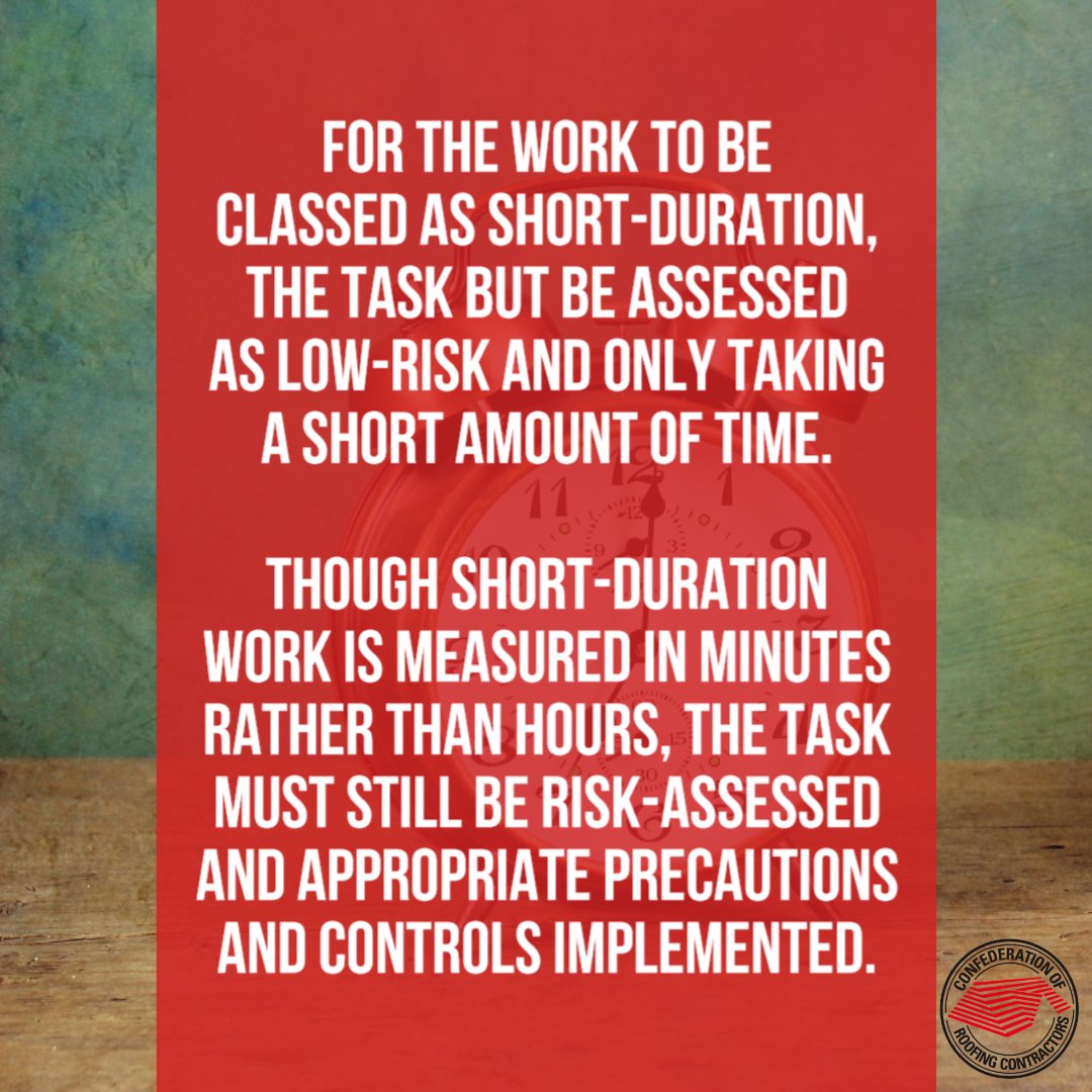 corc101's tweet photo. 𝗦𝗛𝗢𝗥𝗧 𝗗𝗨𝗥𝗔𝗧𝗜𝗢𝗡 𝗪𝗢𝗥𝗞 ⏲
The above guidance was taken from the HSE. For more guidance, please visit:
https://t.co/x5FY2V0iw7
#time #duration #work #inspection #tiles #minor #pitch #roof #roofing #weather #risk #edge #public #ladder #access #shortduration https://t.co/4h3avo7cKX