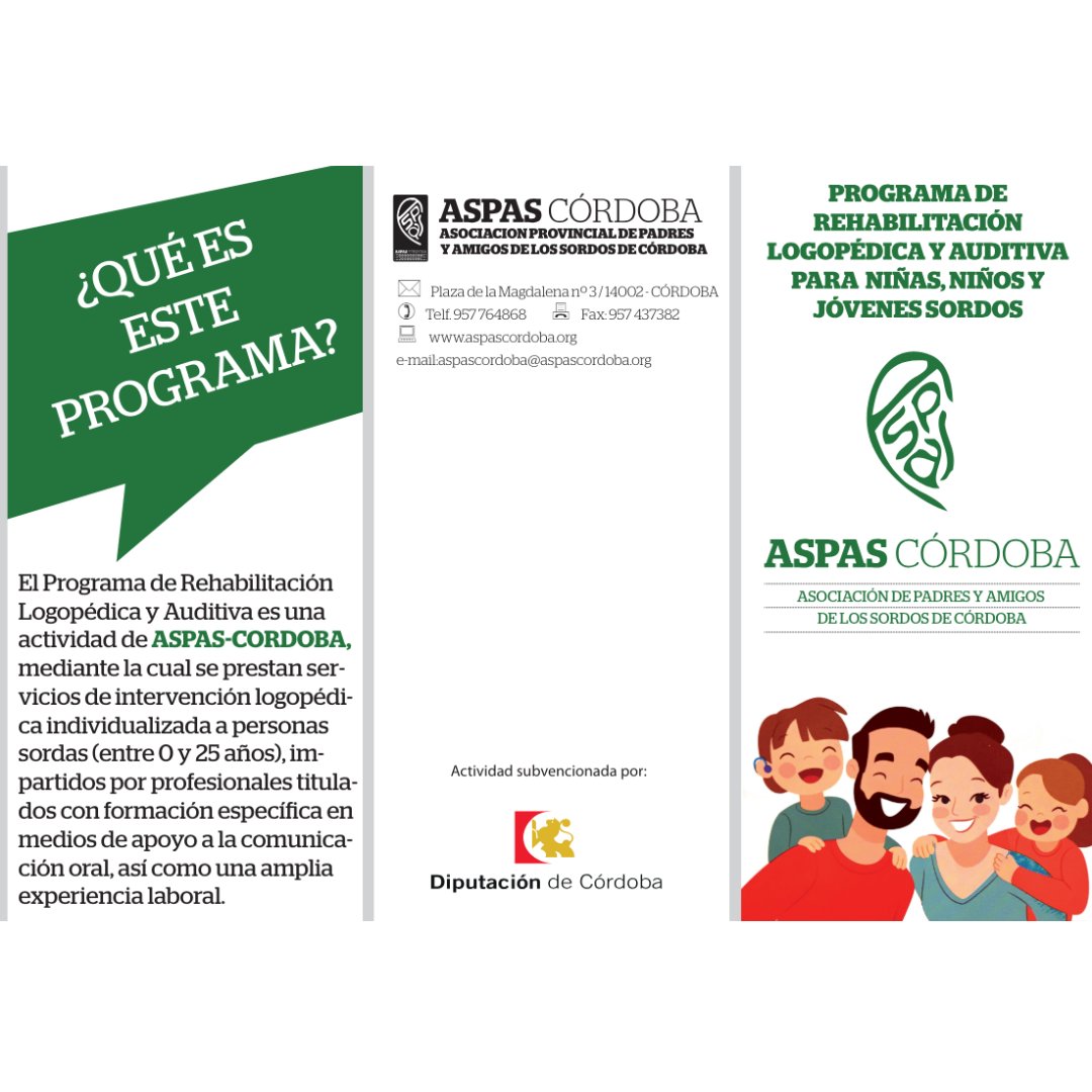 AspasCordoba's tweet photo. 📢 La pasada semana, ASPAS-CÓRDOBA firmó un Convenio de Colaboración con la Excma. Diputación Provincial de Córdoba para ejecutar el PROGRAMA DE REHABILITACIÓN LOGOPÉDICA Y AUDITIVA PARA MENORES Y JÓVENES SORDOS durante 2024. https://t.co/4IfNJAP5JC